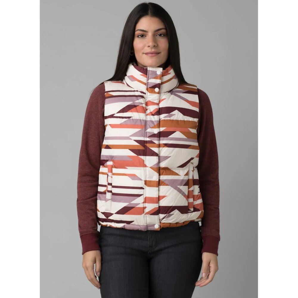 Prana Hellebore Down Vest Rose Hips Geo S